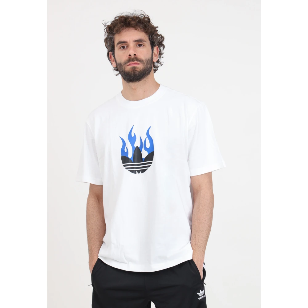adidas Originals Wit Flames Logo T-shirt White Heren