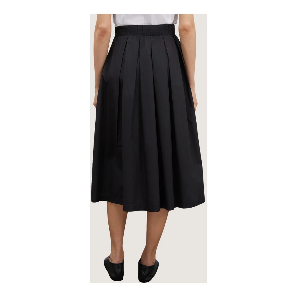 Motivi Katoenen Poplin Rok met Plooien Black Dames