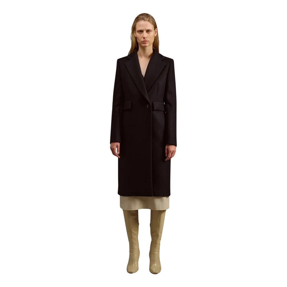 Erika Cavallini Slanke double-breasted jas met midi-lengte Black Dames