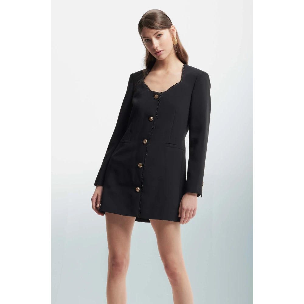 Kocca Metallic Button Blazer Jurk Black Dames