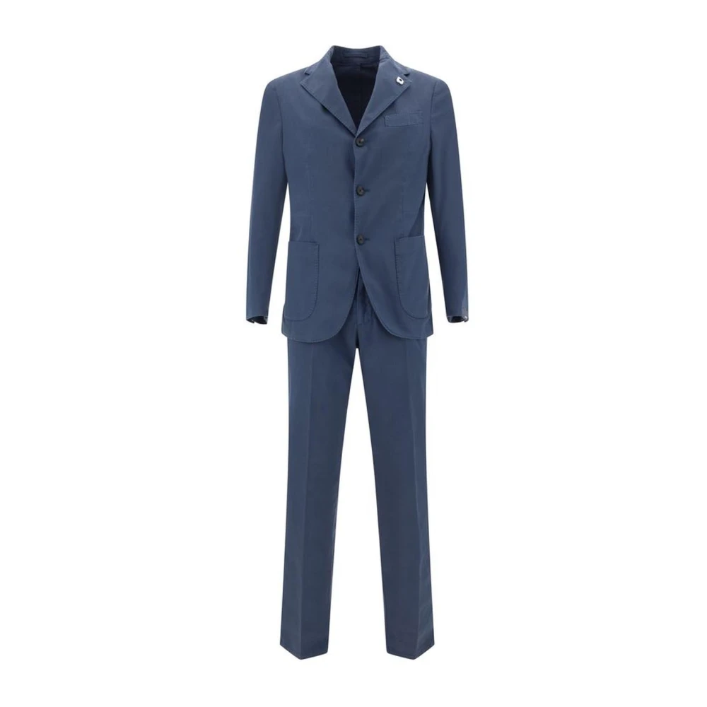 Lardini Klassiek Katoenen Pak met Blazer en Broek Blue Heren
