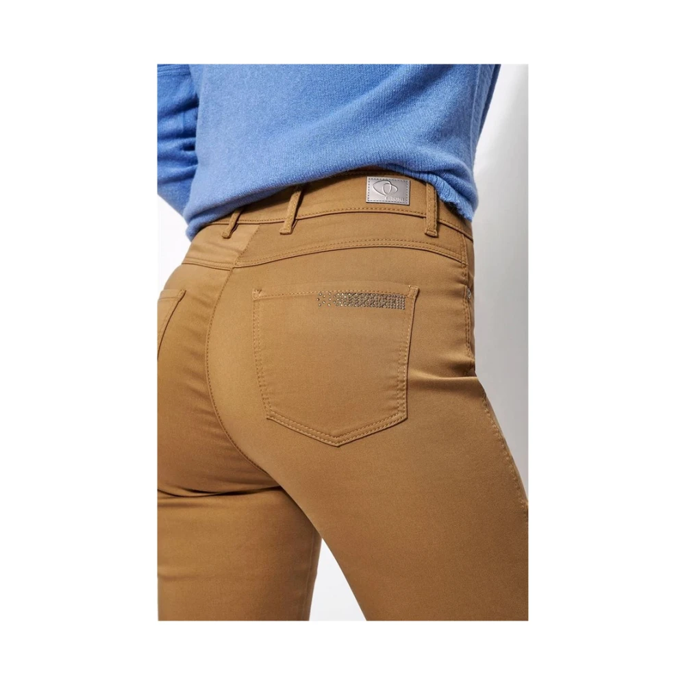 Tom Tailor Dames Katoen-Satijn 5-Pocket Broek Brown Dames