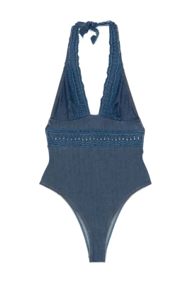 Blått silke & nylon havskläder