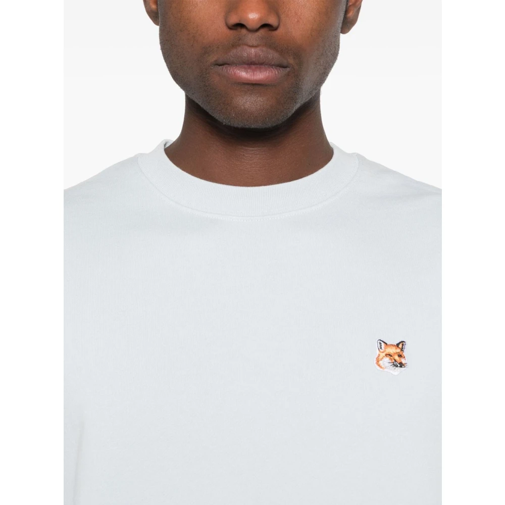 Maison Kitsuné Blauwe Sweater met Vos Motief Blue Heren