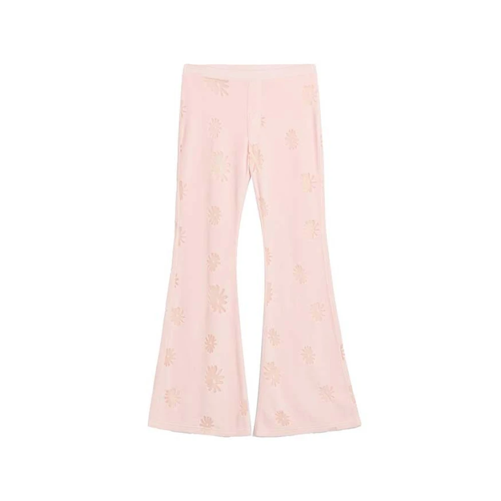 Soulland Bloemenfluwelen Flare Broek Pink Dames