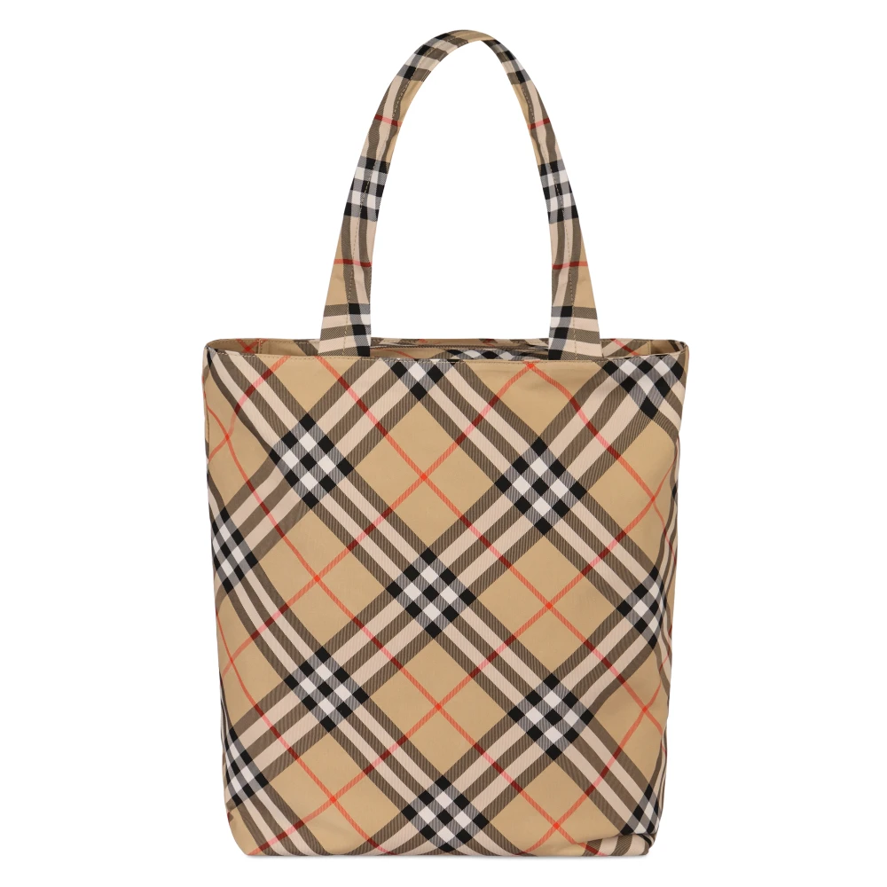 Burberry Geruite Stoffen Tote Tas met Rits Beige Heren
