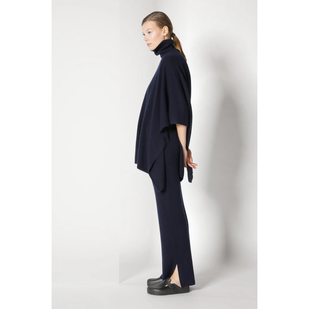 Sminfinity Oversized Turtle Neck Cape Jumper Blue Dames