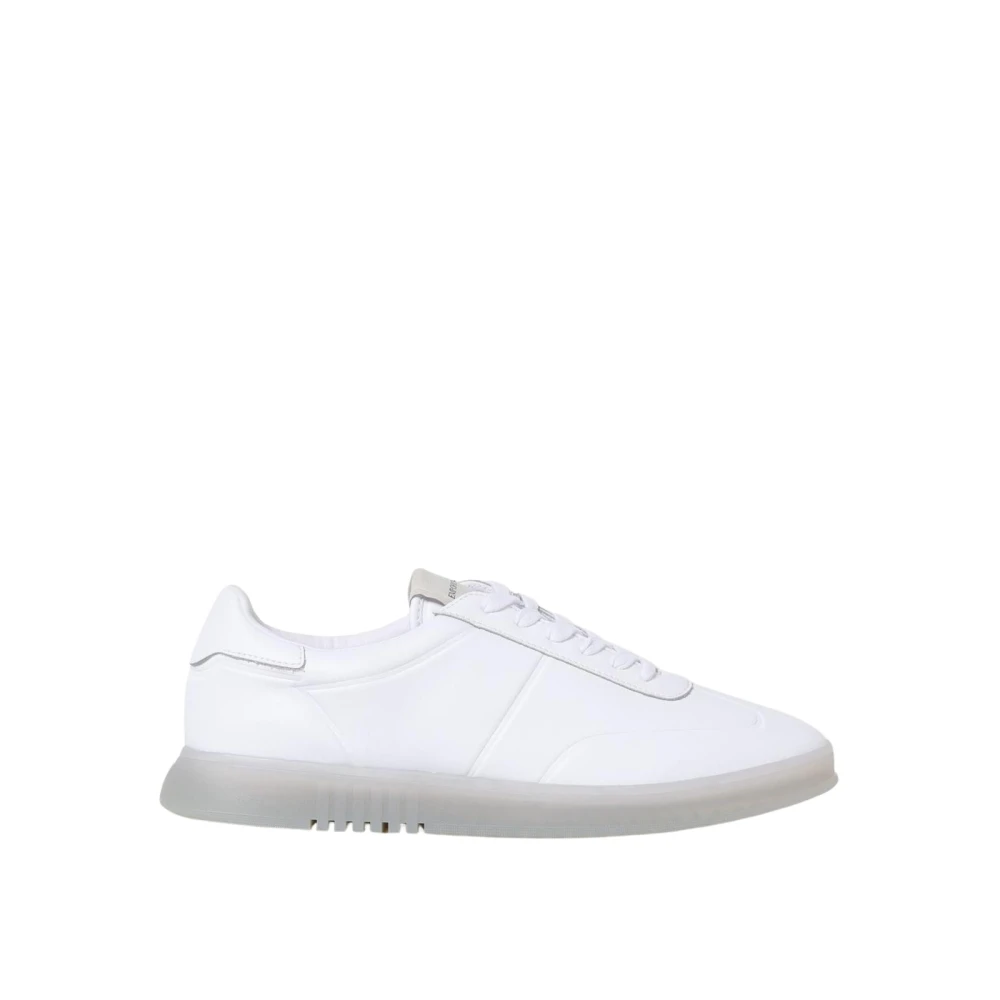 Emporio Armani Vit Låga Lädersneakers