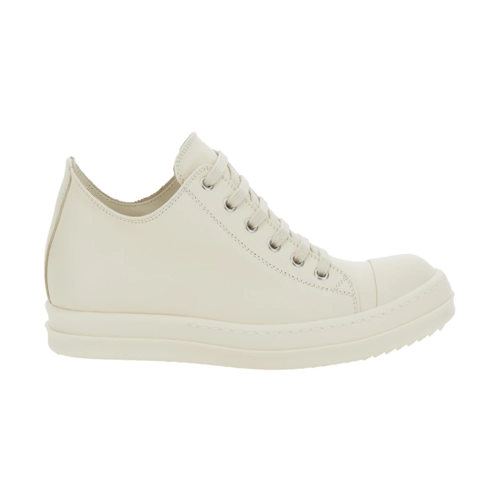 Rick Owens Witte lage leren sneakers White Dames