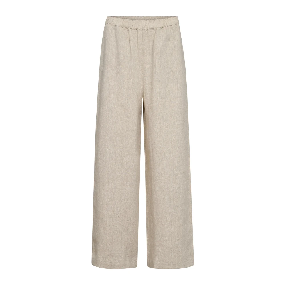 MOS MOSH Linnen Wijde Pijp Broek Cement Gray Dames