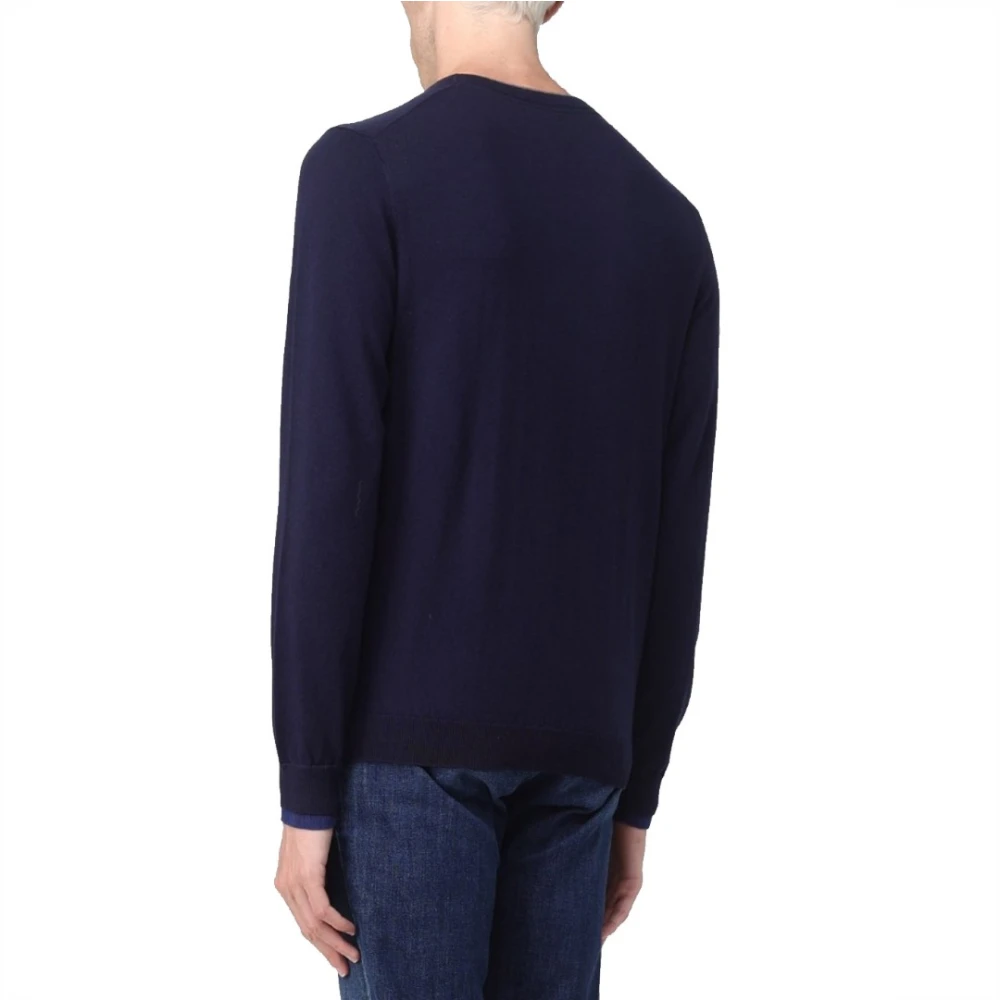 Sun68 Dubbel Rib Ronde Hals Trui Blue Heren
