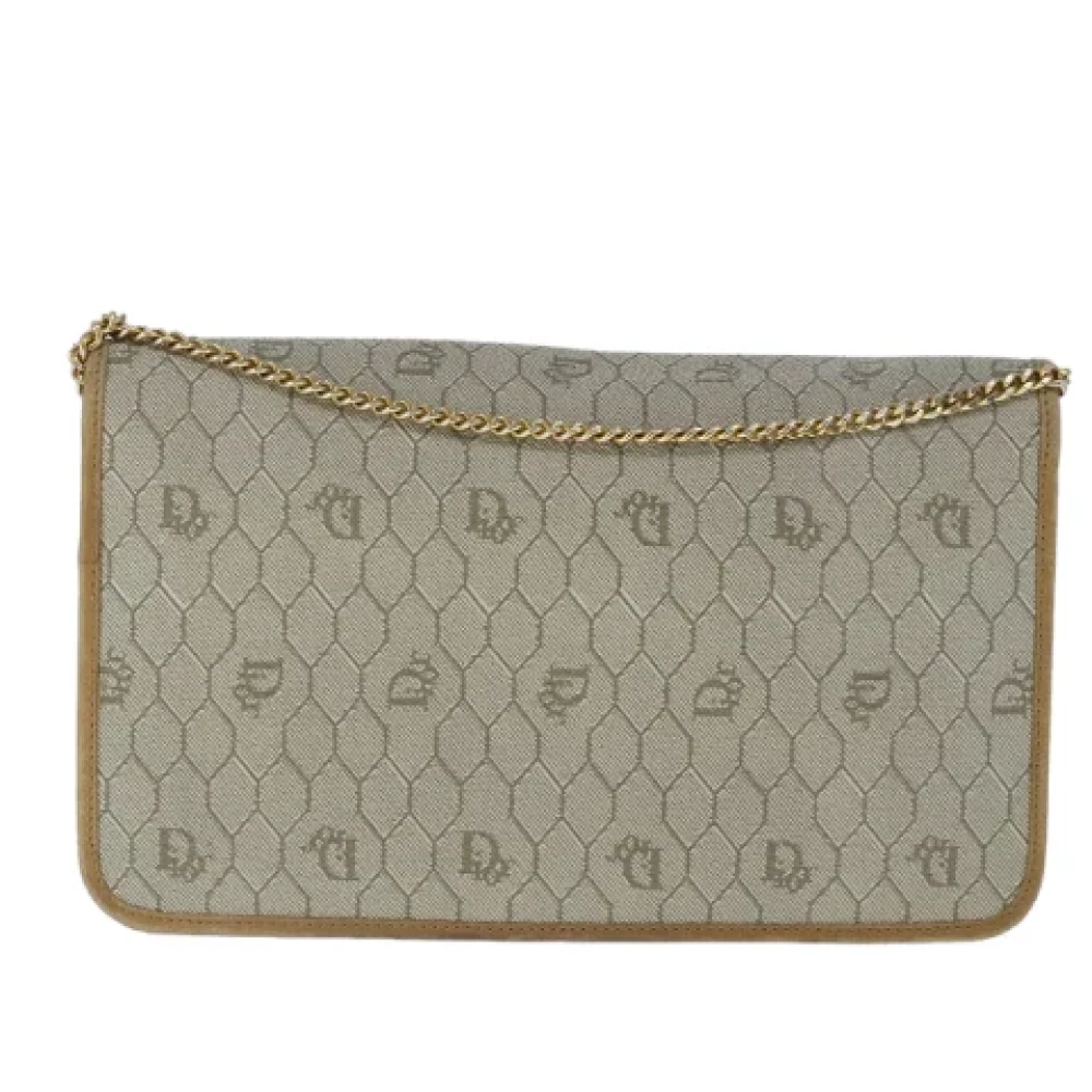 Dior Vintage Pre-owned Canvas clutches Beige Dames
