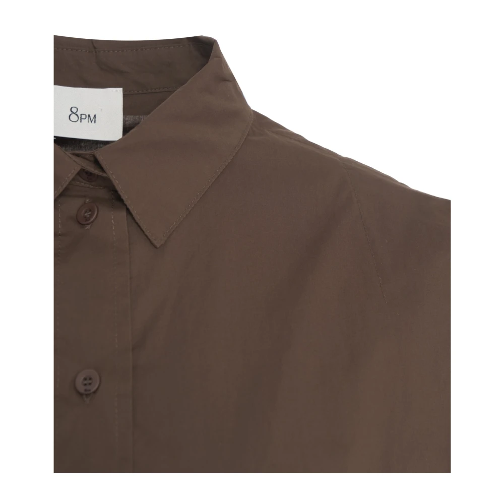 8pm Bruine Cropped Shirt met Knoopsluiting Brown Dames