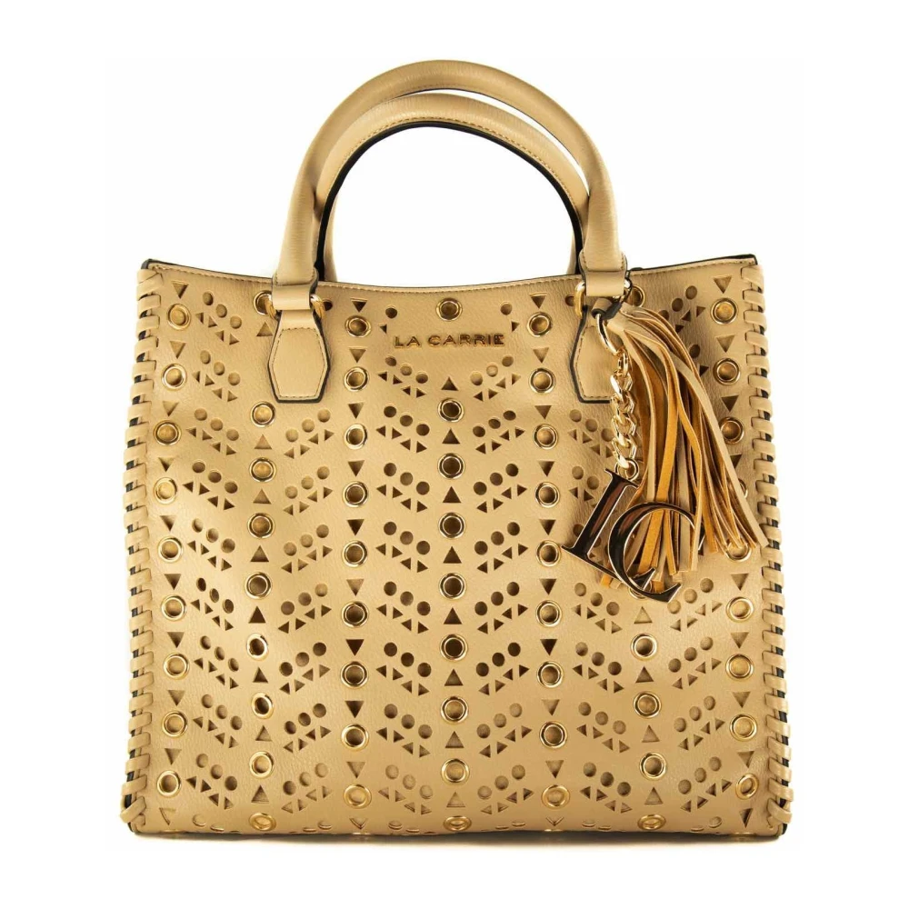 La Carrie Beige Handtas met Laseruitsparingen en Studs Beige Dames