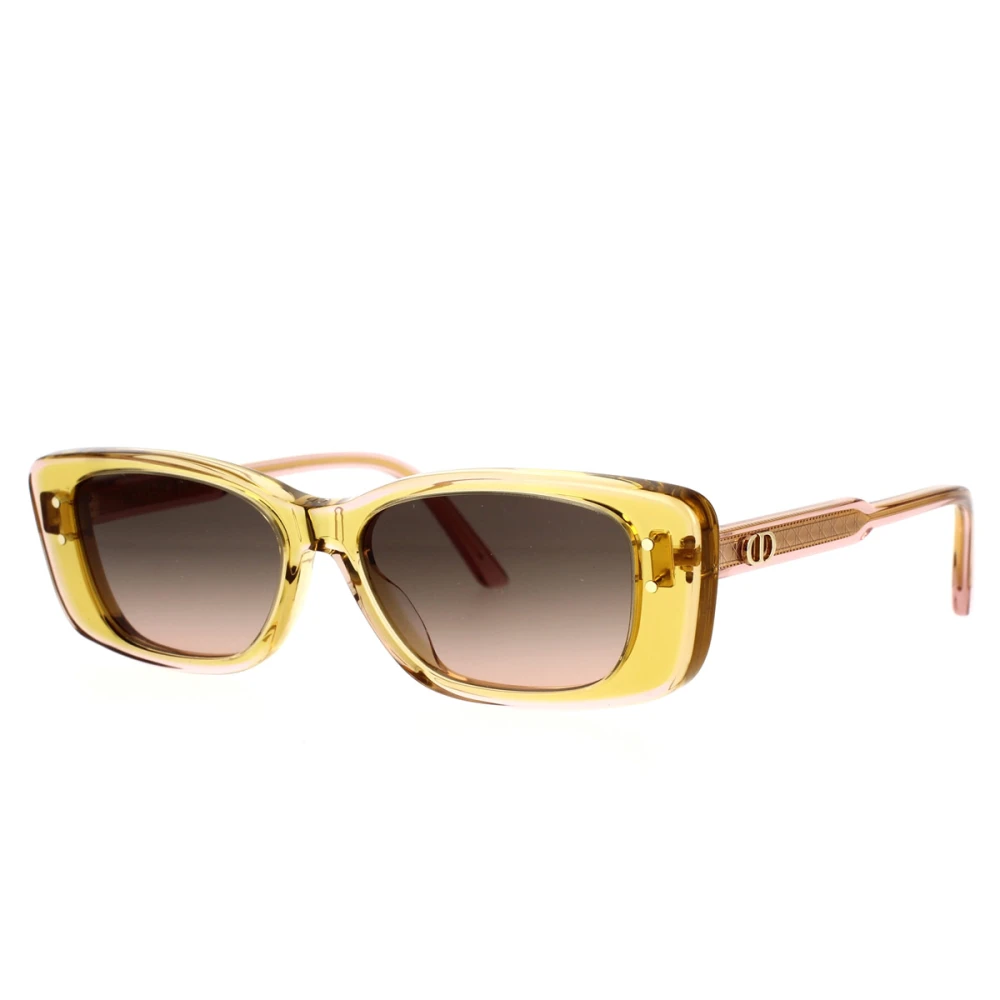 Dior Modernt Transparenta Solglasögon med Bruna Rosa Gradientlinser Yellow, Dam