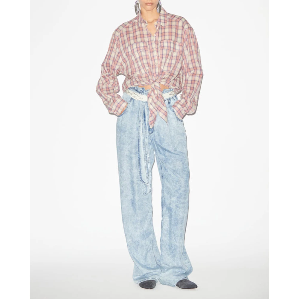 Isabel Marant Étoile Geruite Katoenen Knoopshirt Pink Dames