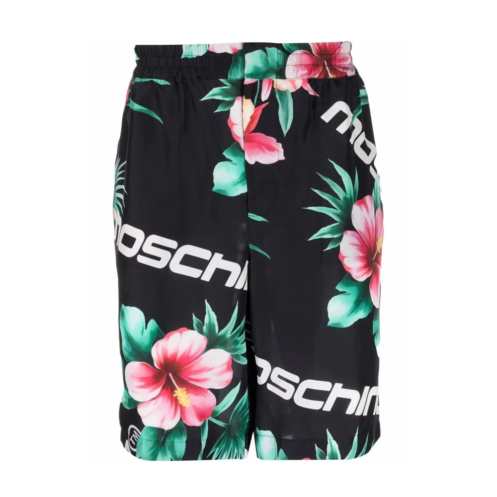 Moschino Zijden shorts met bloemenprint voor heren Black Heren