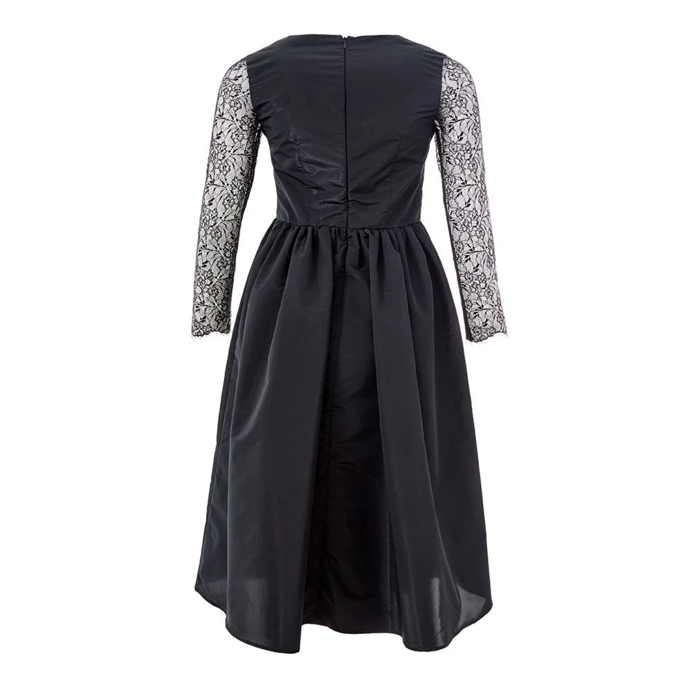 Lardini Elegante Zwarte Polyester Jurk Black Dames