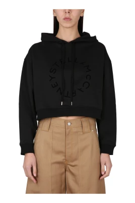 Flock Embossed Logo Cropped Hoodie