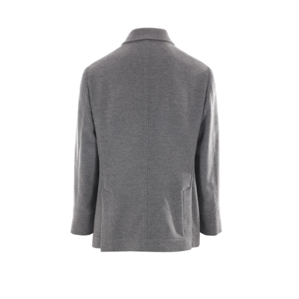 BRUNELLO CUCINELLI Grijze Cashmere Dubbel-Borstjas Gray Heren