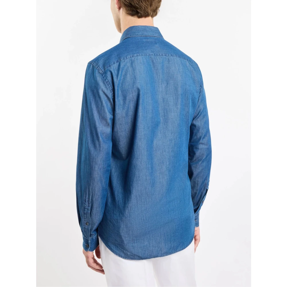 Fay Blauw Denim Stone Washed Overhemd Blue Heren