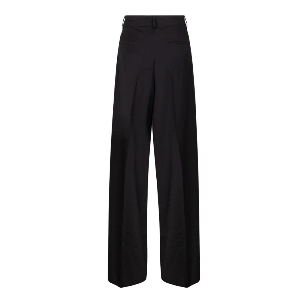 SPORTMAX Zwarte Wijde Pijp Wollen Broek Black Dames