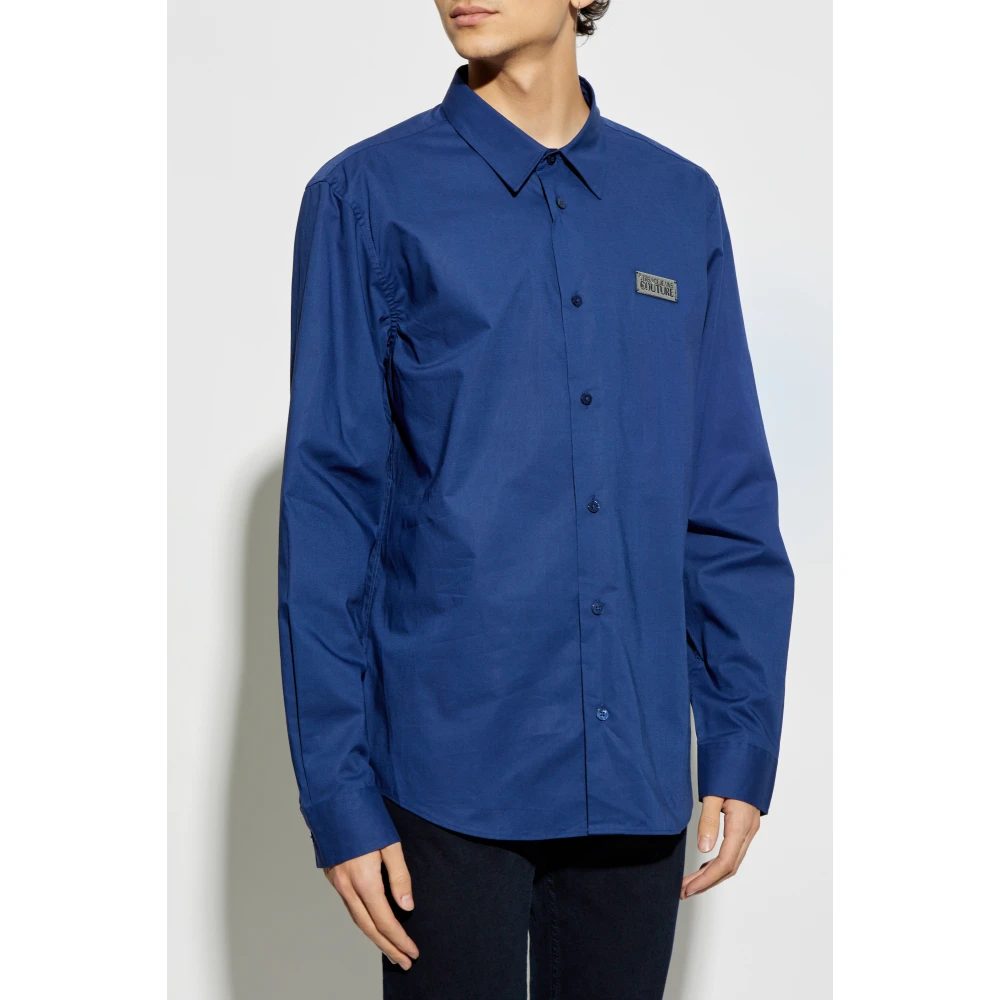 Versace Jeans Couture Shirt met applicatie Blue Heren