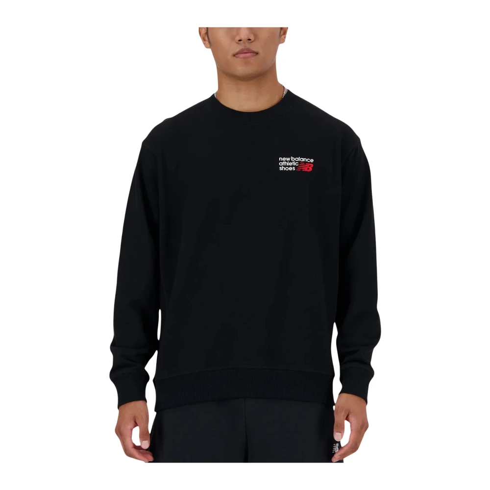 New Balance Uomo Black Bk Felpa Athletics Premium Logo Crew M - Immagine 2