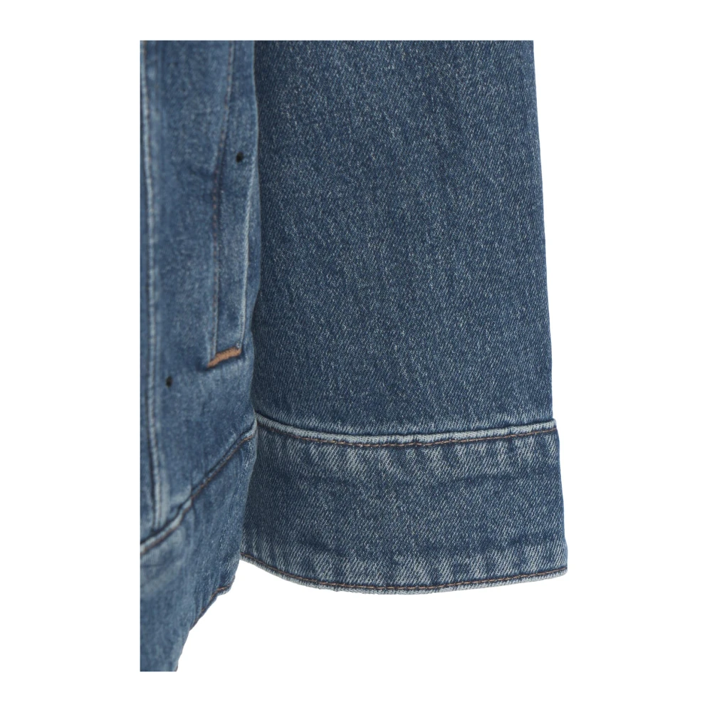 7 For All Mankind Blauwe Truckerjas met Strass Accenten Blue Dames