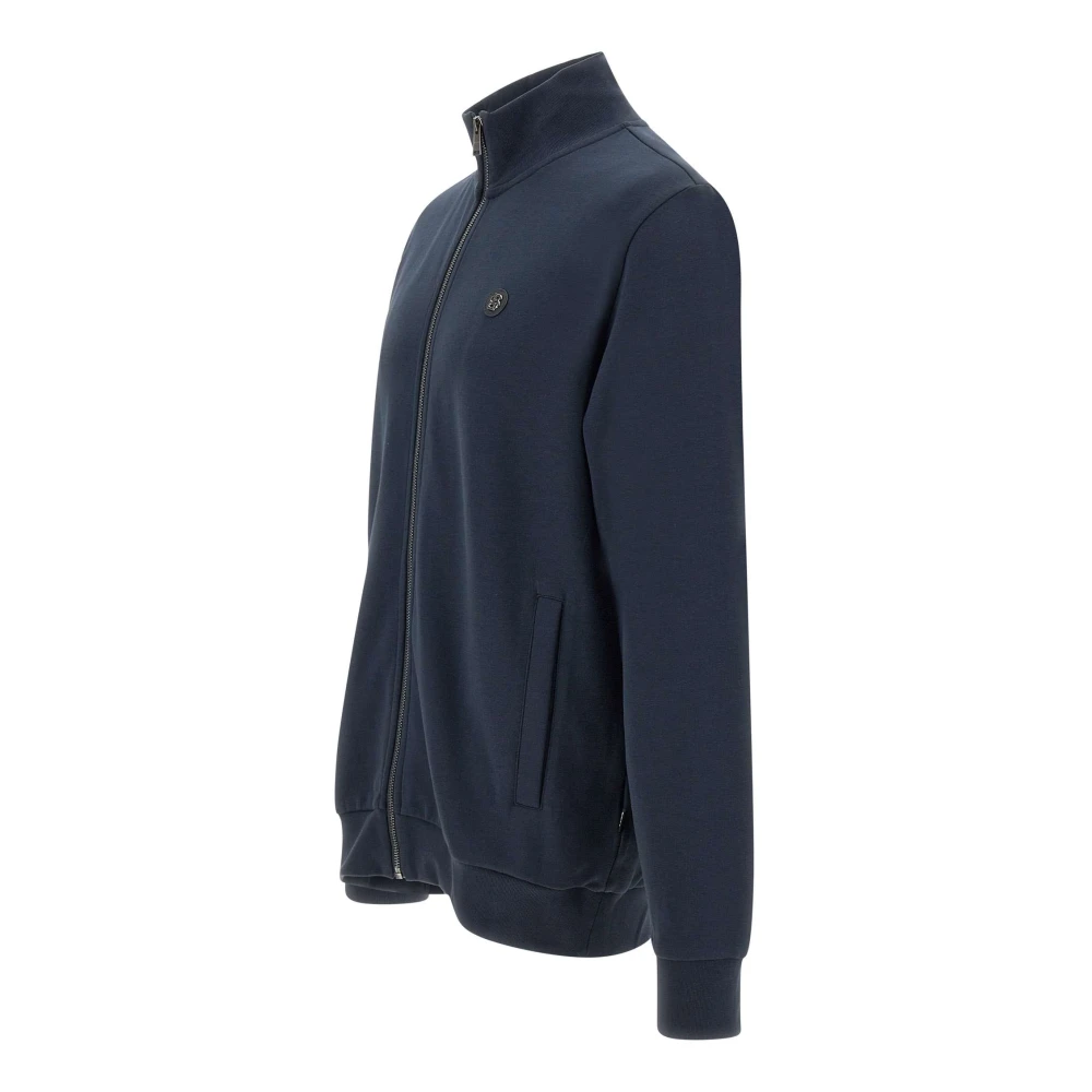 Hugo Boss Blauwe Katoenen Sweatshirt met Volledige Rits Blue Heren