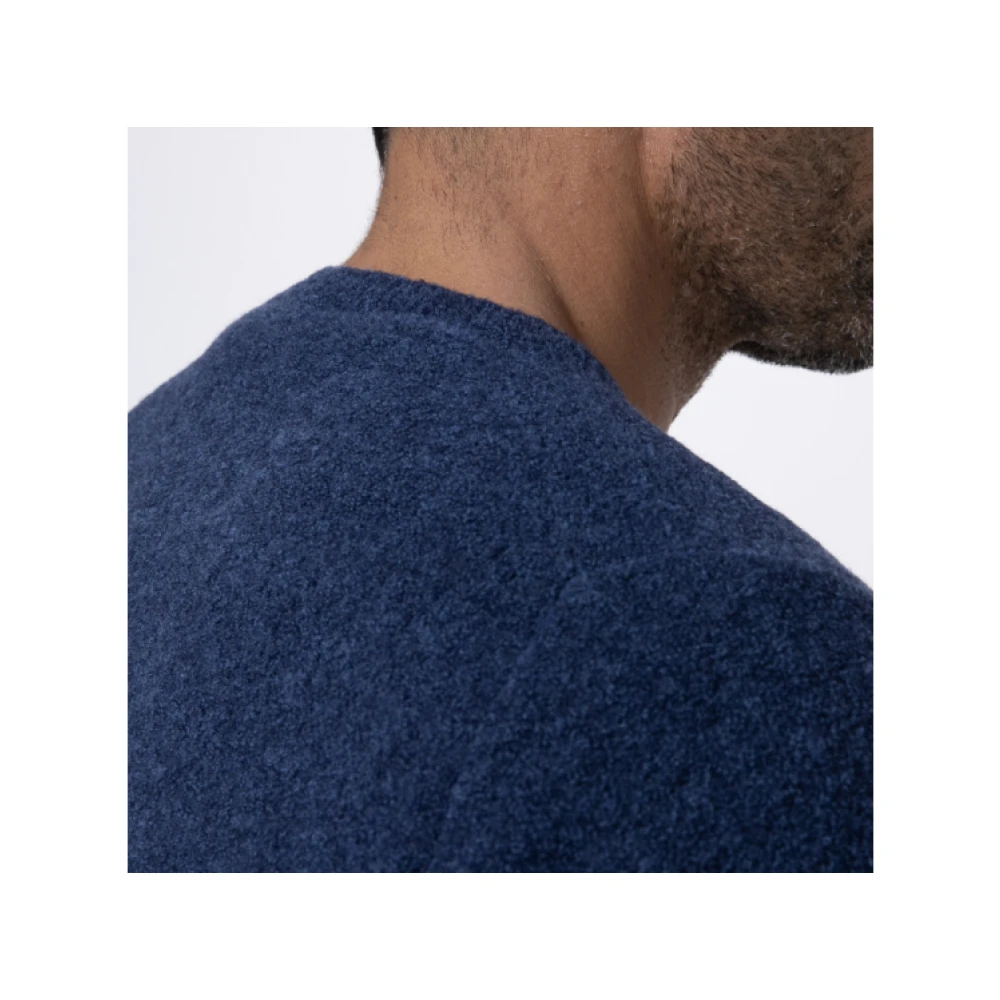Gran Sasso Blauwe Ronde Hals Bouclé Trui Blue Heren