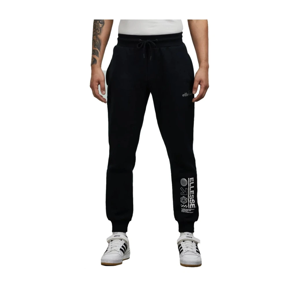 Ellesse Zwarte Katoenen Jogger met Merkdetails Black Heren