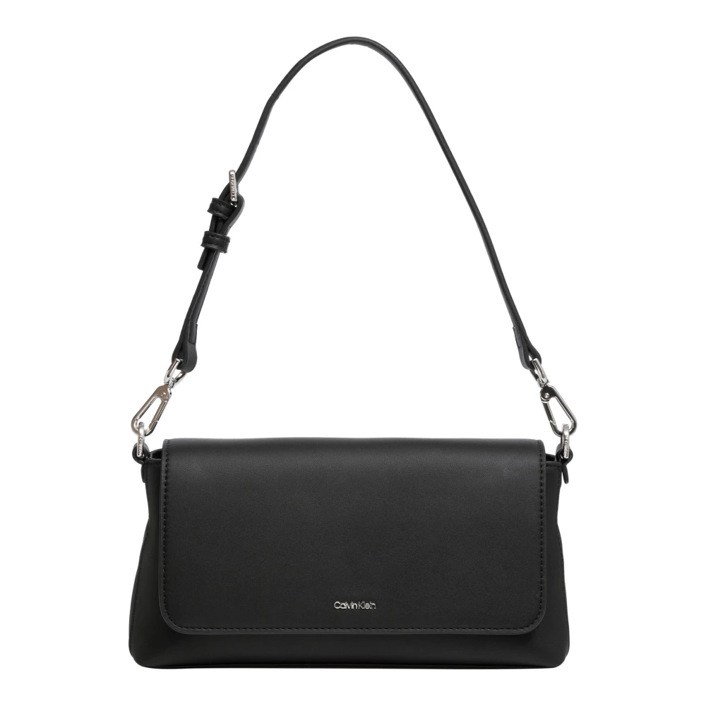 Calvin Klein Verstelbare Schoudertas met Drukknoopsluiting Black Dames