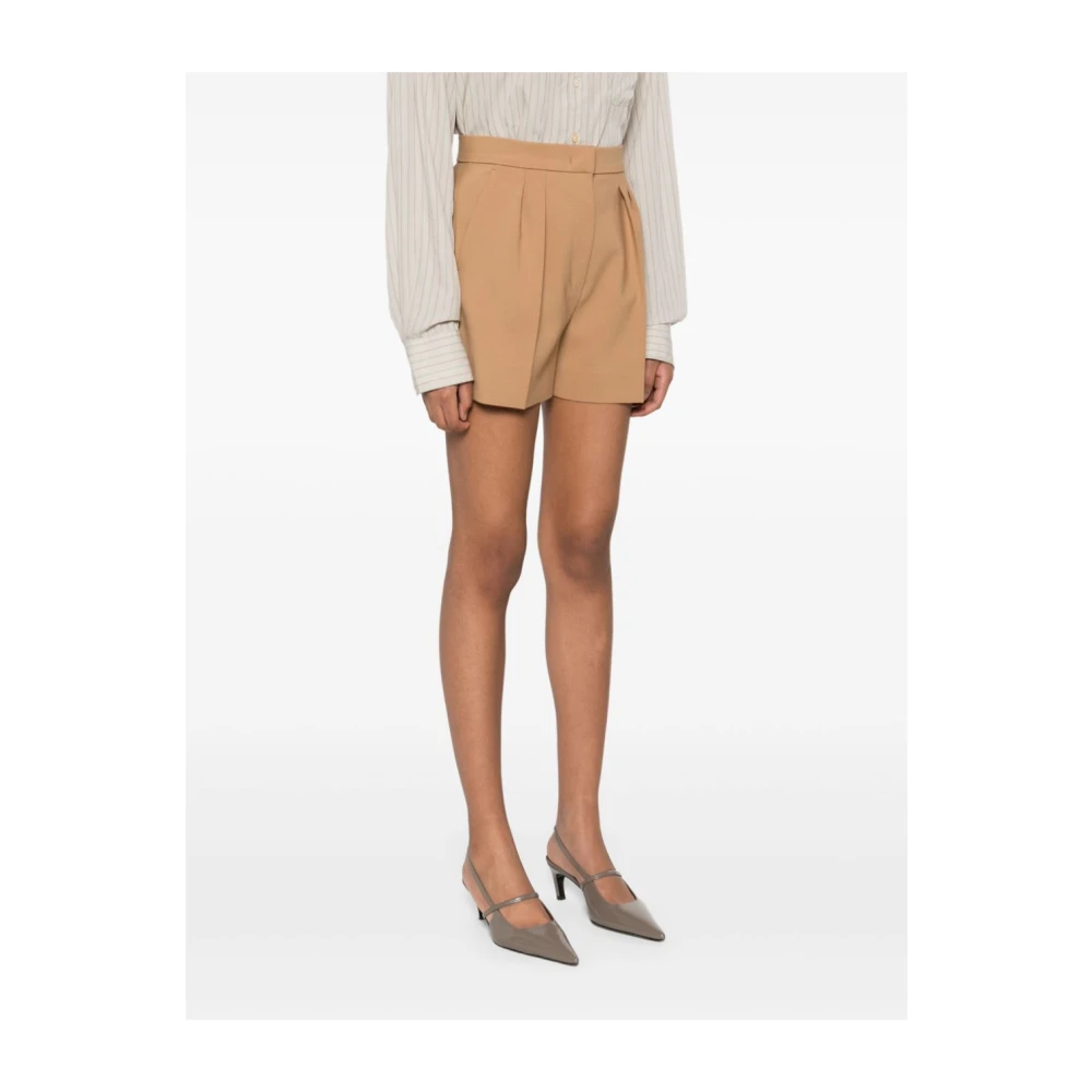 Max Mara Kameelbruine Shorts met Plooien Brown Dames