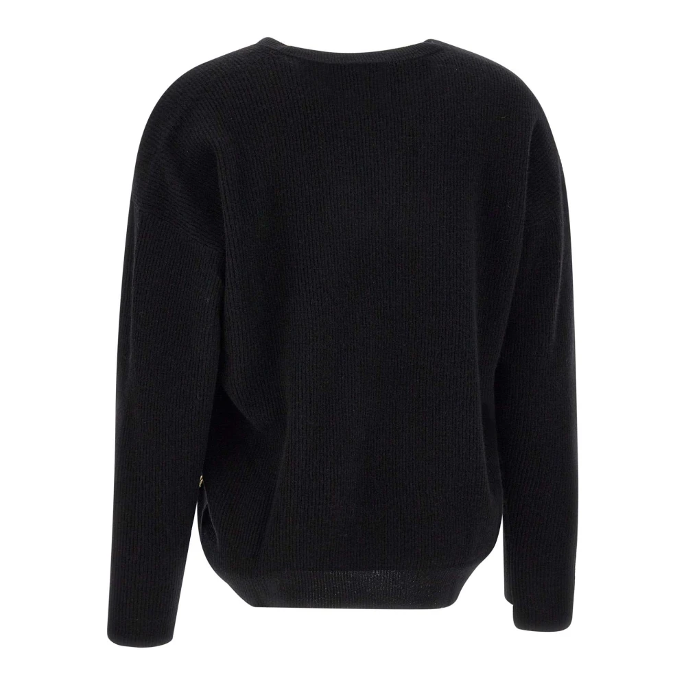 Liu Jo Zwarte Wol Kasjmier V-Hals Trui Black Dames