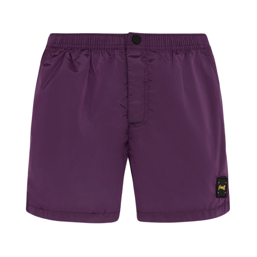 F**k Kort Effect Shantung Glanzend Purple Heren