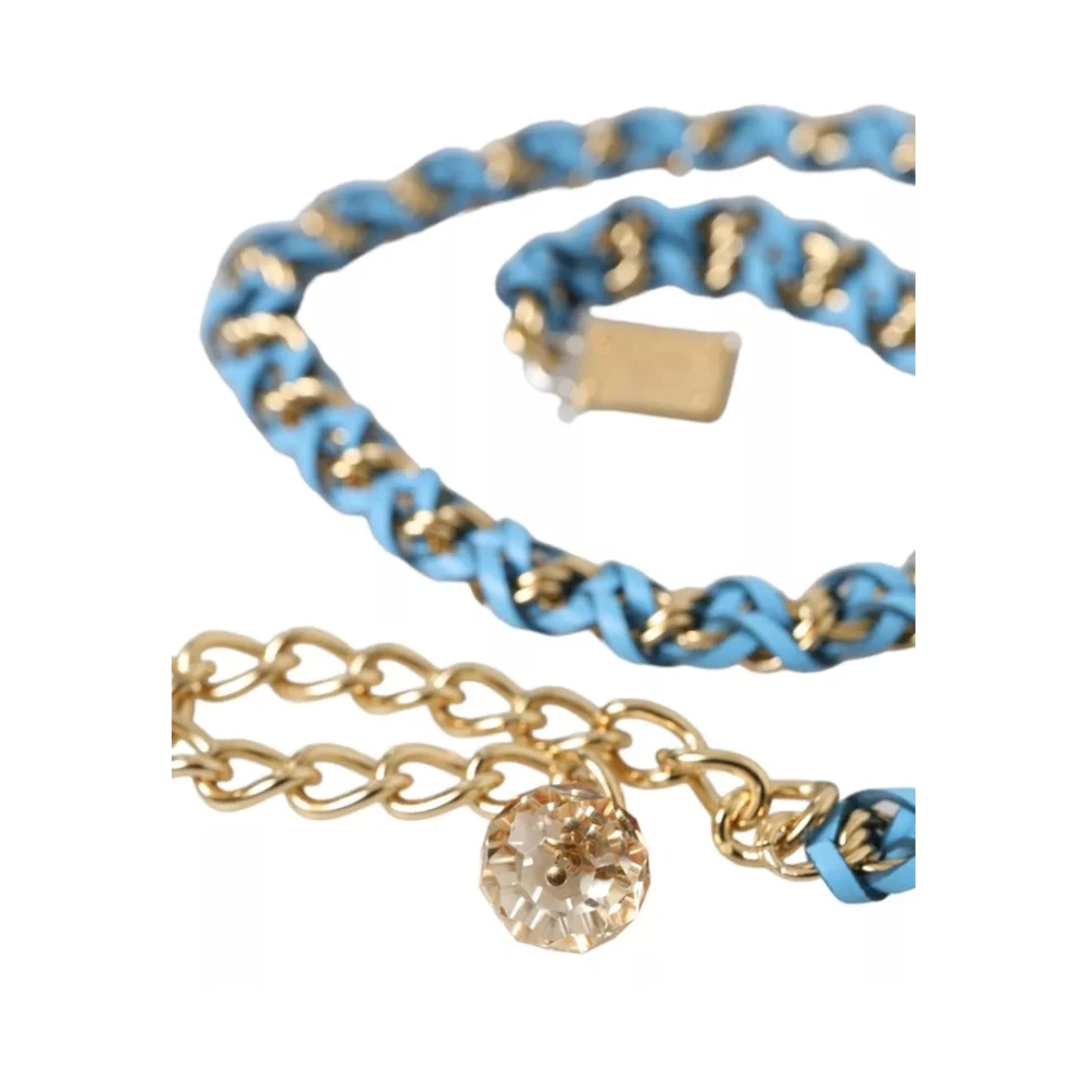 Dolce & Gabbana Blauw en Goud Gevlochten Taille Riem Blue Dames