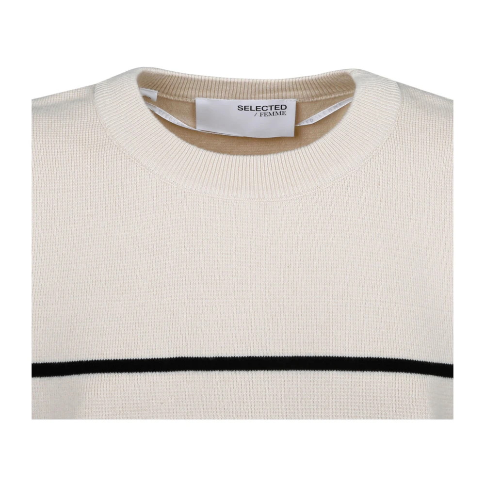 Selected Femme Round-neck Knitwear White Dames