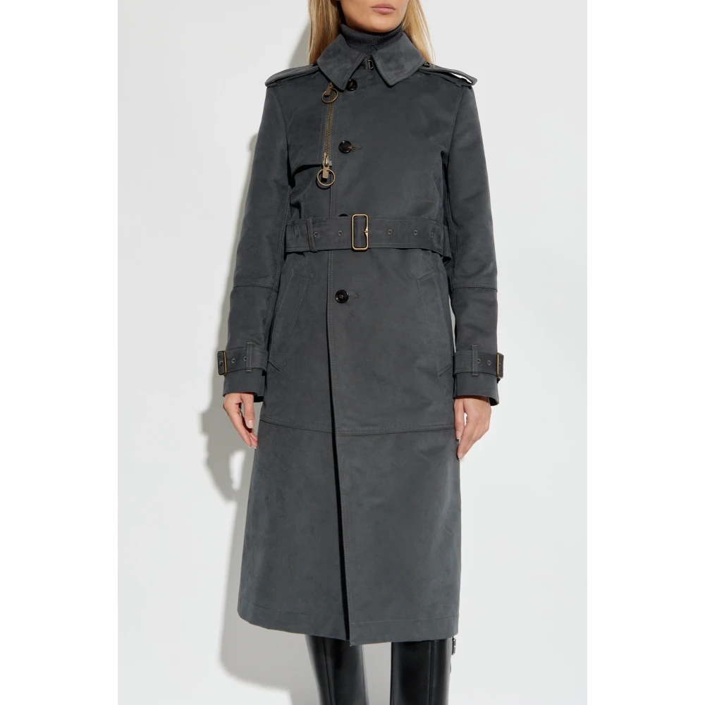 Burberry Katoenen trenchcoat met riem Gray Dames