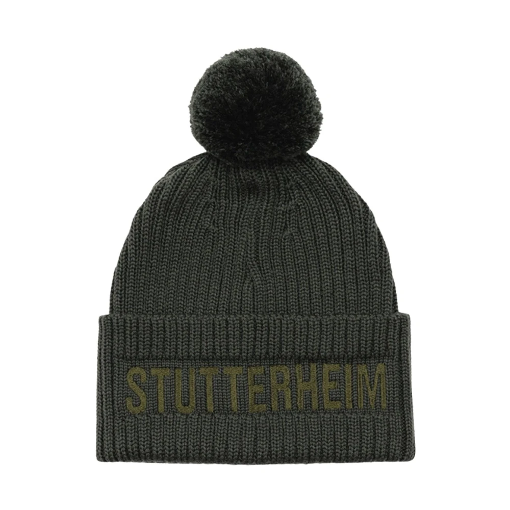 Stutterheim Pompon Ribgebreide Beanie Green Unisex