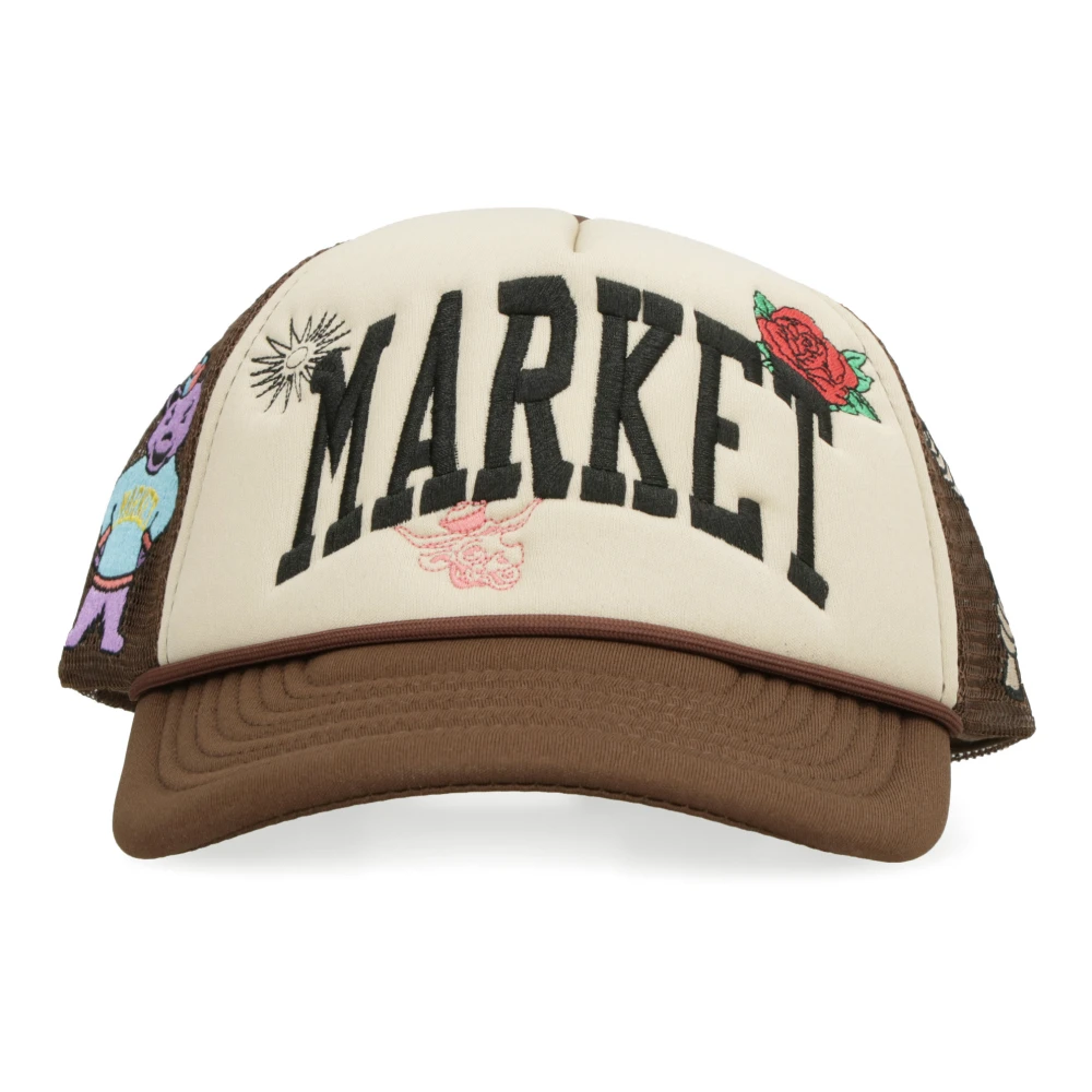 Market Geborduurde Baseball Cap met Netrug Beige Heren