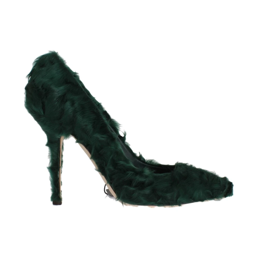 Dolce & Gabbana Green Pumps, Female, 7 Uk, Xiangao Lamb Fur Leather Pumps