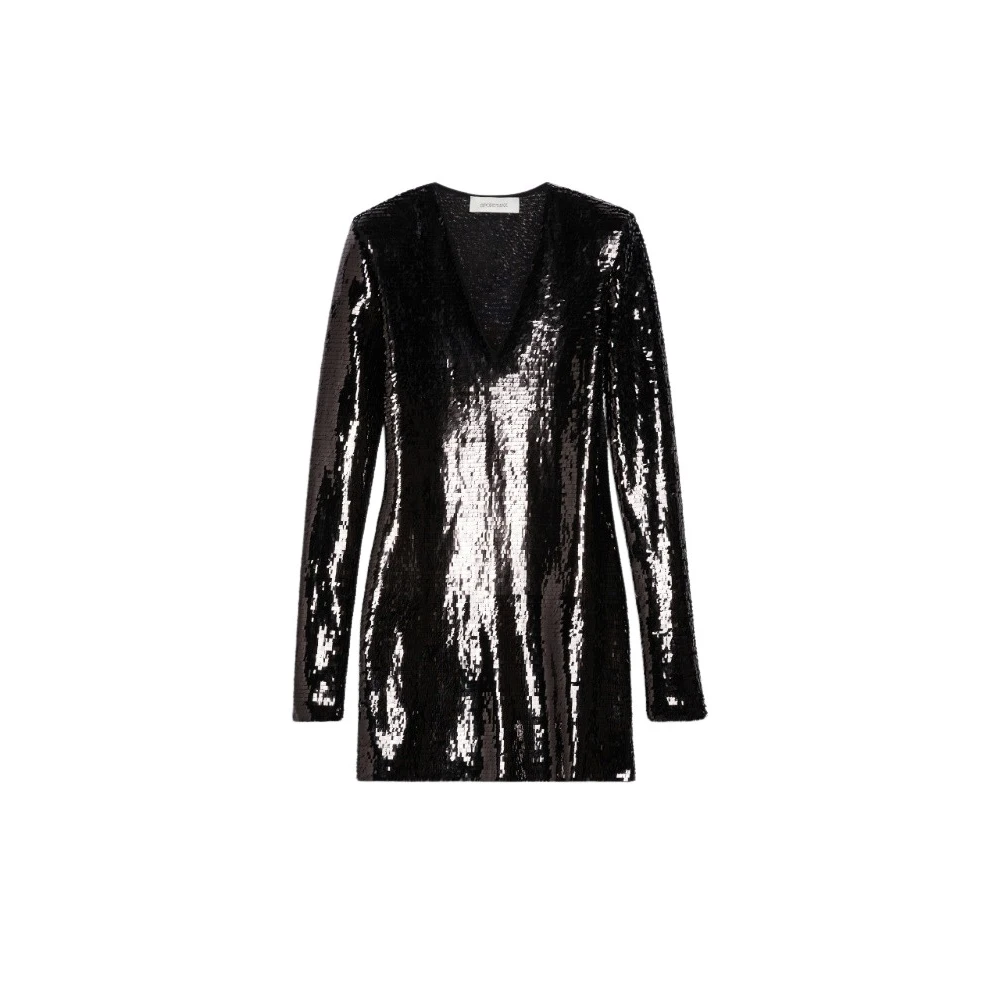 SPORTMAX Zwarte Pailletten Tule Jurk Black Dames