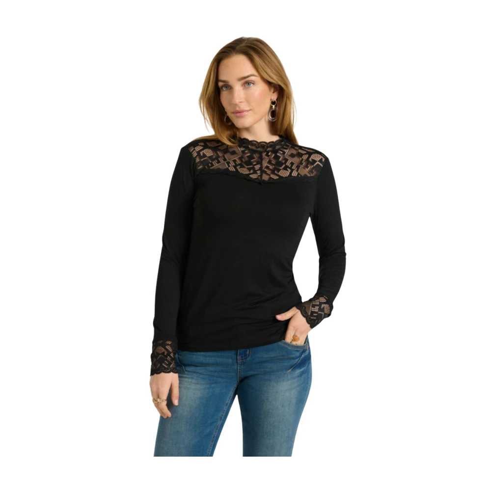 Cream Femme Noir Blouses Et Chemises, Taille: 42 Fr Chemisier En Jersey