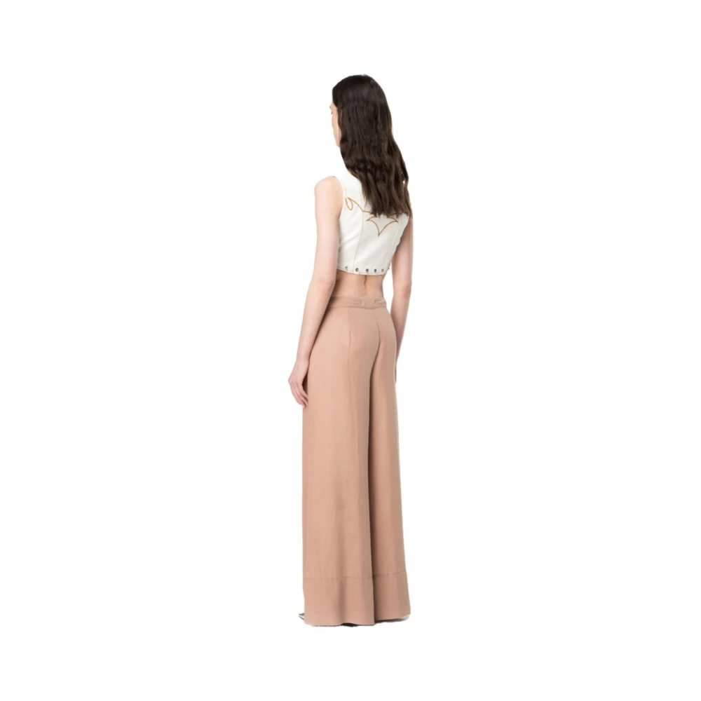 pinko Wijde Pijp Twill Lyocell Broek Beige Dames