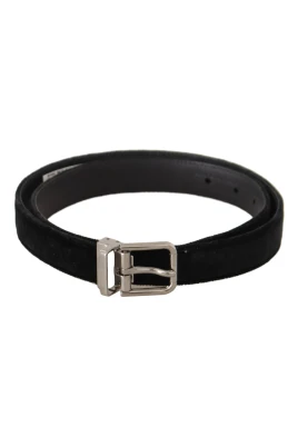 Casual Velvet Logo Buckle Belt