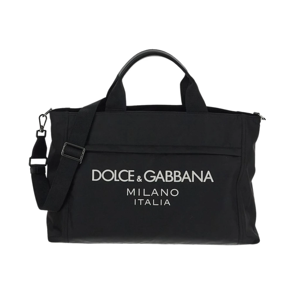 Dolce & Gabbana Nylon Logo Duffle Tas Black Heren