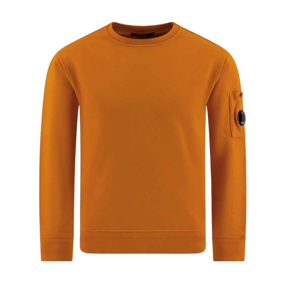 C.p. Company Men's Orange Sweatshirts, 2XL, Diagonal Raised Fleece Crewneck Lens Sweatshirt
