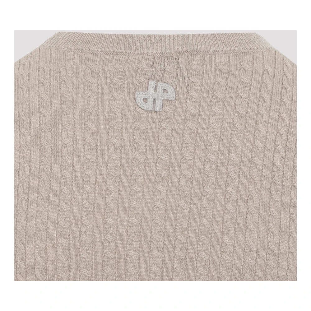 Patou Taupe Cable-Knit Sweater Beige Dames