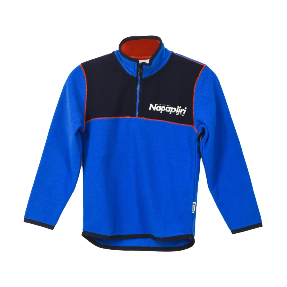 Napapijri Boys Blue Round Neck Zip-Up Sweatshirt Size 8 Y